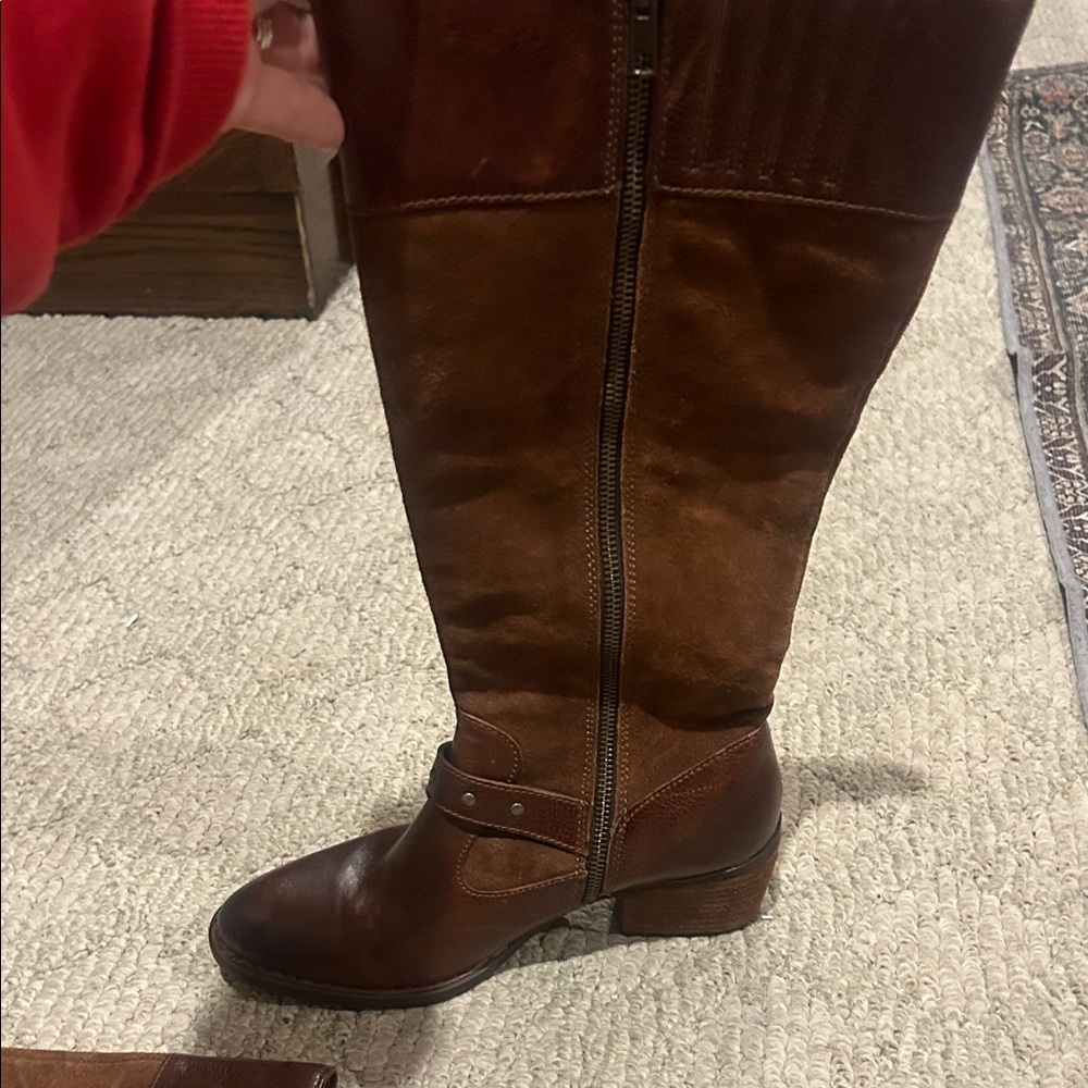 Born Alize Chestnut Leather and Suede Boots - Picture 12 of 16